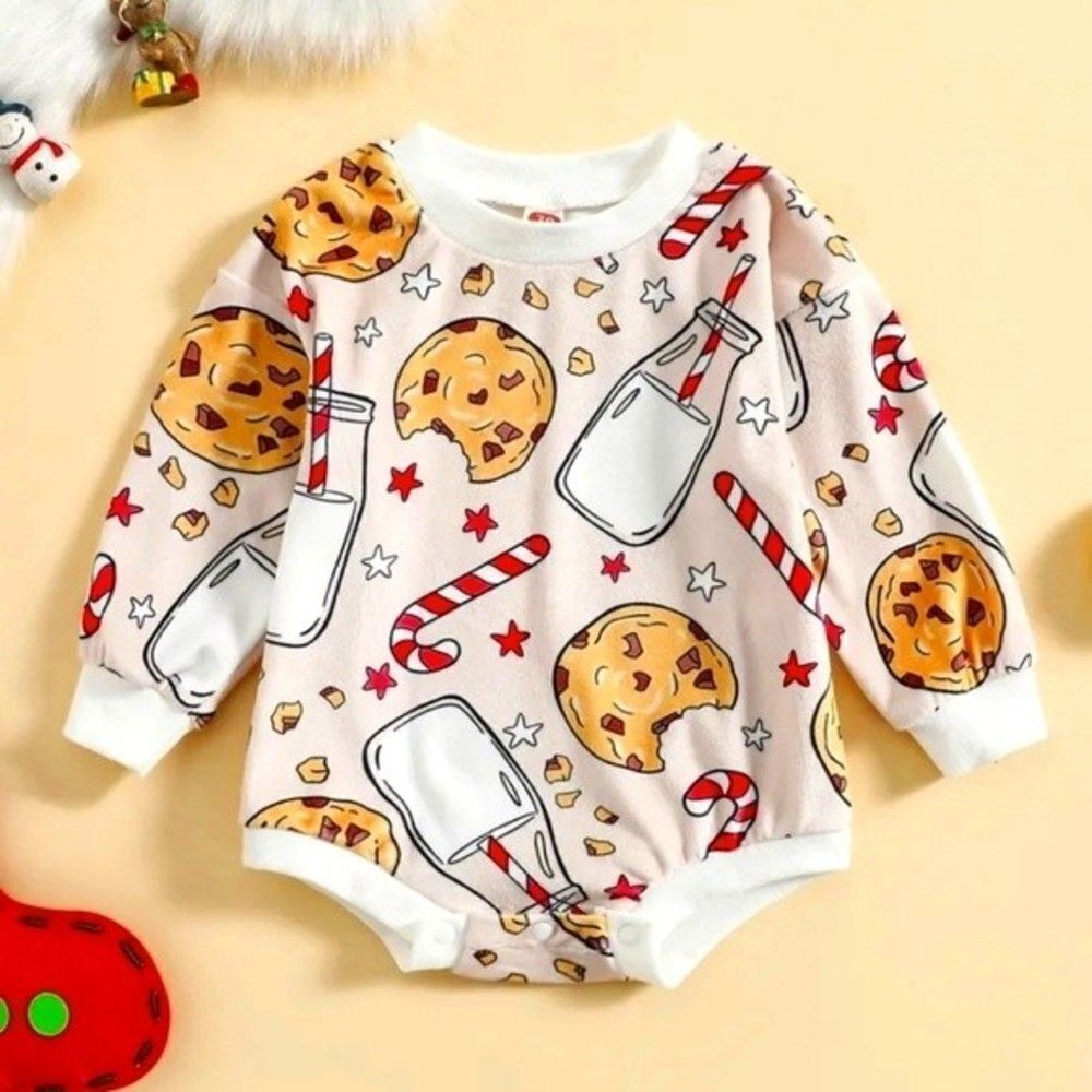 Baby Christmas One Piece Cookie Milk Holiday Cute Outfit